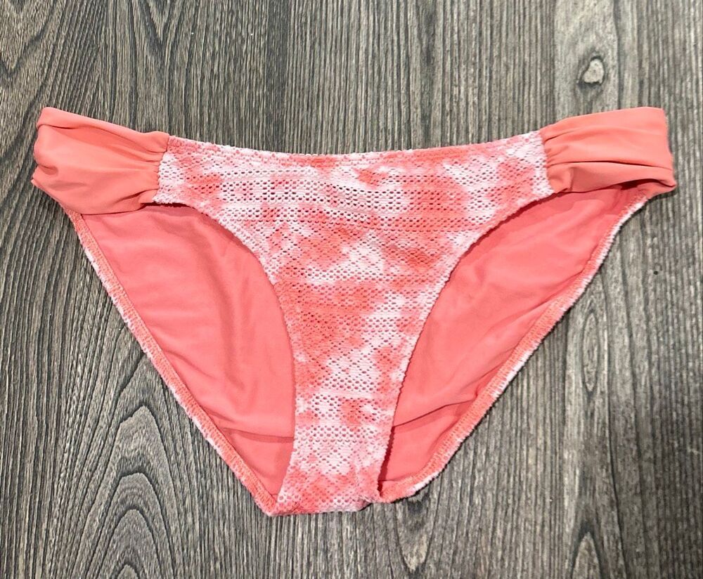 Aerie Women's Lace Tie Dye Textured Swim Summer Bikini Bottom Coral Size XL